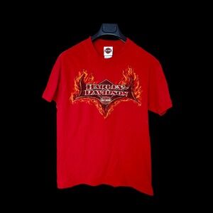 Harley Davidson Puerto Rico Red Flame Graphic T-Shirt Mens Medium